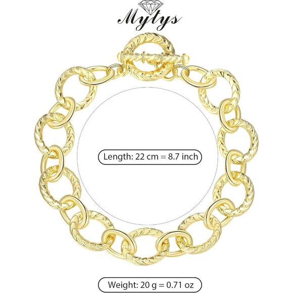 Gold & Silver Two Tone Italian Designer Inspired Chain Link Bracelets for Women - Picture 4 of 8